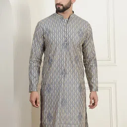 SOJANYA Floral Embroidered Mandarin Collar Pure Cotton Straight Kurta-picture-24