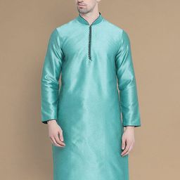 Sanwara Woven Design Mandarin Collar Jacquard Straight Kurta-image-96