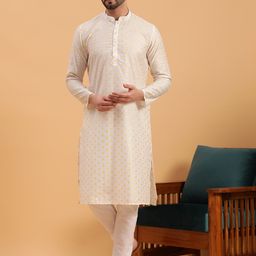 NAMASKAR Ethnic Motifs Woven Design Cotton Kurta-image-16