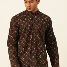 JAVINISHKA Ethnic Motifs Printed Mandarin Collar Pure Cotton Kurta-image-85