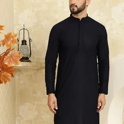 SOJANYA Checked Embroiderd Cotton Straight Kurta-picture-42