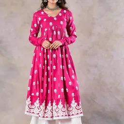 Rustorange Women Floral Printed Floral Anarkali Kurta-image-51