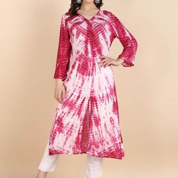 Maaesa V-Neck Dyed A-Line Kurta-picture-36