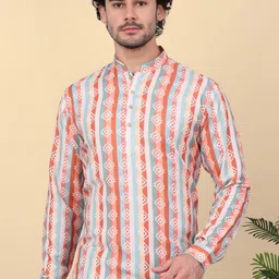 KRAFT INDIA Men Geometric Embroidered Kurta-image-96