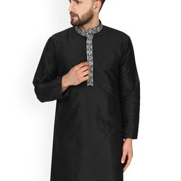 Enciger Ethnic Motifs Woven Design Thread Work Mandarin Collar Straight Kurta-image-113