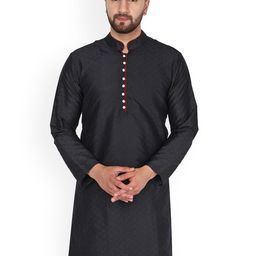 Enciger Ethnic Motifs Woven Design Mandarin Collar Dupion Silk Straight Kurta-image-44