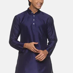 Sethukrishna Men Navy Blue Handloom Kurta-20