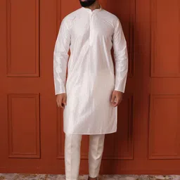 Lightpole Geometric Embroidered Sequinned White Romance Mandarin Collar Straight Kurta-image-8