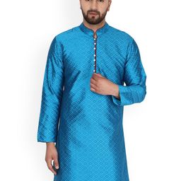 Enciger Ethnic Motifs Woven Design Thread Work Mandarin Collar Straight Kurta-image-114