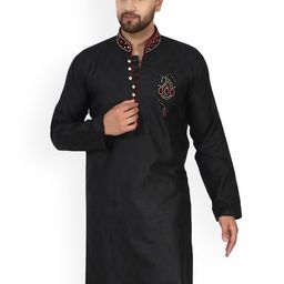 Enciger Mandarin Collar Long Sleeve Beads & Stones Jacquard Straight Kurta-image-99