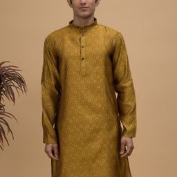 NEUDIS Ethnic Motif Woven Design Mandarin Collar Jacquard Kurta-image-71