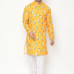 Hangup Men Yellow Printed Kurta-image-4