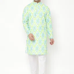 Hangup Men Green Ethnic Motifs Printed Kurta-image-5