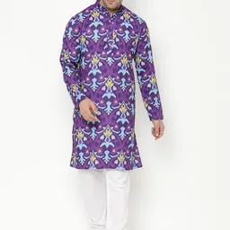 Hangup Men Purple Ethnic Motif Printed Kurta-image-55