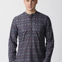 Saffron Threads Men Abstract Printed Pure Cotton Kurta-picture-4
