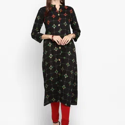KALINI Women Black Geometric Printed Kurta-picture-7