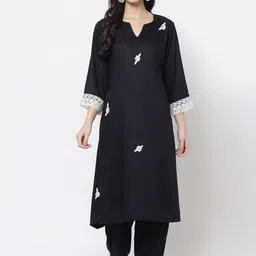 DART STUDIO Women Black Flared Sleeves Kurta-16
