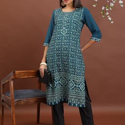 Vishudh Ethnic Motifs Printed Round Neck Kurta-image-74