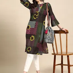 Sangria Printed Bell Sleeves Kurta-image-3