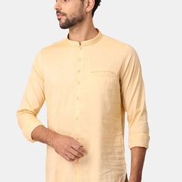 NIRVAAN Men Yellow Solid Mandarin Collar Kurta-picture-34