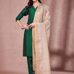 Fabindia Striped Woven Design Dupatta With Zari-16