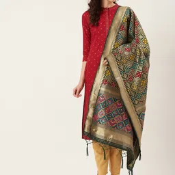 Shaily Green & Golden Zari Woven Design Dupatta-picture-47