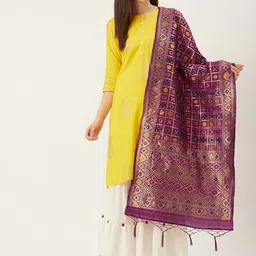 Shaily Purple & Golden Zari Woven Design Dupatta-picture-16