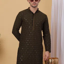 Anouk Geometric Printed Mirror Work Straight Kurta-image-91