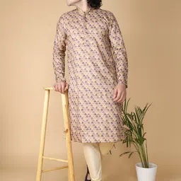 NAMASKAR Geometric Printed Pure Silk Kurta-picture-31