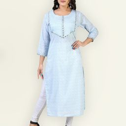 Jevi Prints Straight Chevron Regular Pure Cotton Kurta-image-38