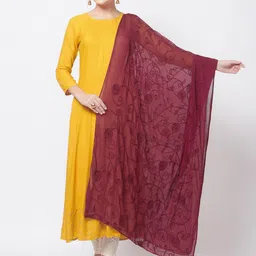 Dupatta Bazaar Burgundy Embroidered Dupatta-picture-10