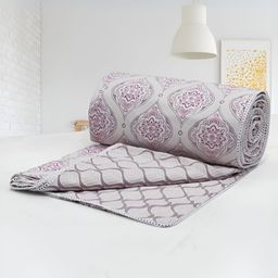 Aurave Pink & Off White Floral Cotton AC Room 150 GSM Double Bed Dohar-image-47