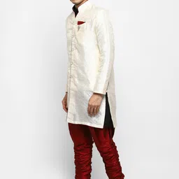 ROYAL KURTA Floral Woven Design Mandarin Collar Long Sleeves Kurta-image-78