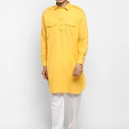 ROYAL KURTA Men Yellow Thread Work Summer Sheers Kurta-picture-45