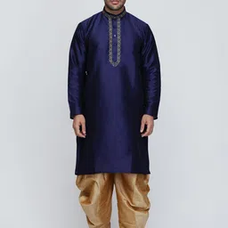 ROYAL KURTA Men Blue Embroidered Thread Work Summer Sheers Kurta-32