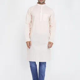 ROYAL KURTA Mandarin Collar Long Sleeves Cotton Kurta-image-87