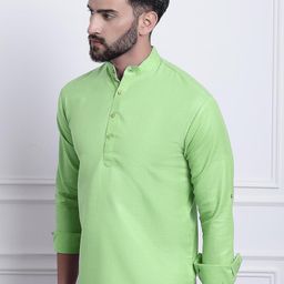 ROYAL KURTA Mandarin Collar Cotton Short Kurta-image-51
