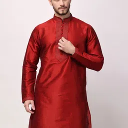 ROYAL KURTA Mandarin Collar Embroidered Kurta-image-93
