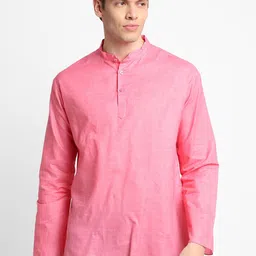 DEVOILER Men Pink Solid Kurta-image-30