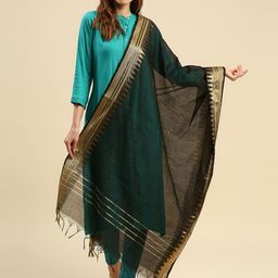 Dupatta Bazaar Black & Gold-Toned Woven Design Dupatta-picture-22