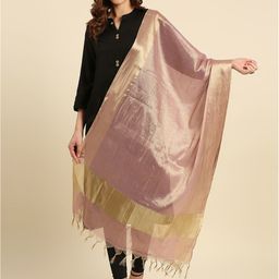 Dupatta Bazaar Mauve & Gold-Toned Tasselled Border Dupatta-picture-29