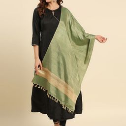 Dupatta Bazaar Green Cotton Silk Dupatta-25
