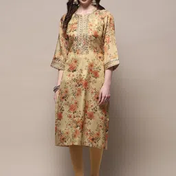Biba Women Floral Printed Keyhole Neck Sequinned Kurta-picture-43