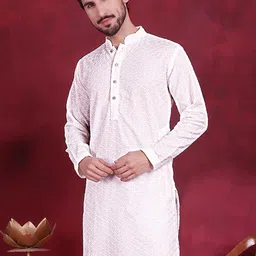 Jompers Ethnic Motif Embroidered Chikankari Pure Cotton Straight Kurtas-image-97