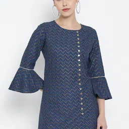KALINI Women Geometric Printed Bell Sleeves Kurta-picture-0