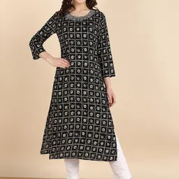 Maaesa Round Neck Geometric Printed Kurta-54