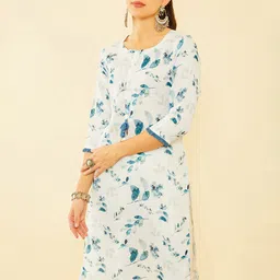 Soch Botanical Printed Tassels Detail Straight Kurta-image-16