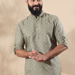 FILORI Mandarin Collar Floral Printed Short Kurta-picture-56