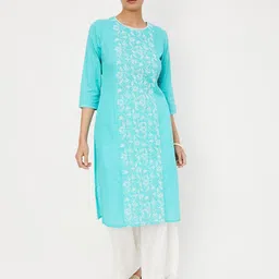 max Floral Embroidered Thread Work Straight Kurta-image-23