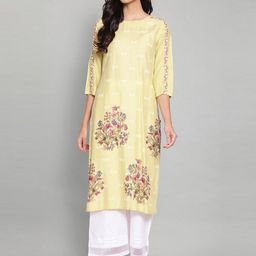 W Women Yellow Floral Printed Kurta-image-64